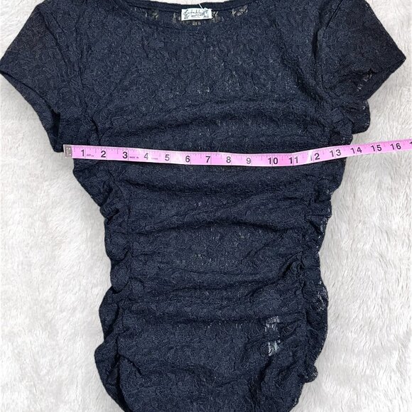 Free People Keep It Simple Lace Baby Tee | Black | Size XS | NWOT - Picture 4 of 6